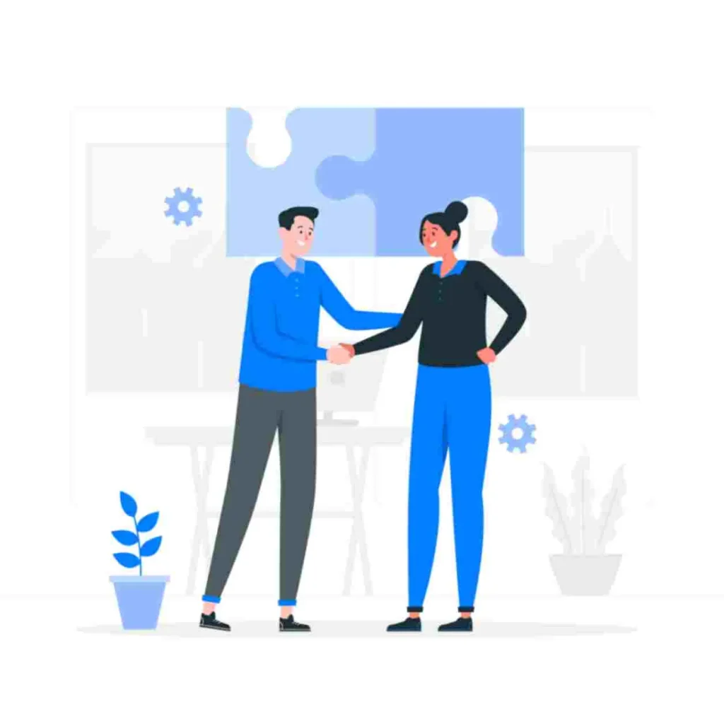 Handshake illustration reflecting strong business relationships and mutual success